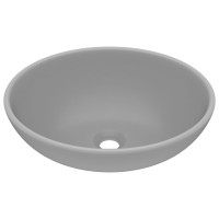 Produktbild för Lyxigt ovalt handfat matt ljusgrå 40x33 cm keramik
