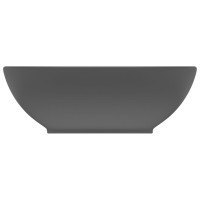 Produktbild för Lyxigt ovalt handfat matt mörkgrå 40x33 cm keramik