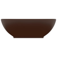 Miniatyr av produktbild för Lyxigt ovalt handfat matt mörkbrun 40x33 cm keramik