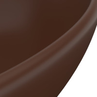 Miniatyr av produktbild för Lyxigt ovalt handfat matt mörkbrun 40x33 cm keramik