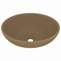 Miniatyr av produktbild för Lyxigt ovalt handfat matt gräddvit 40x33 cm keramik