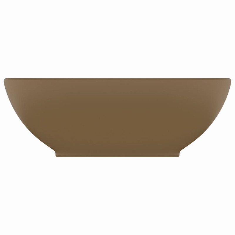 Produktbild för Lyxigt ovalt handfat matt gräddvit 40x33 cm keramik