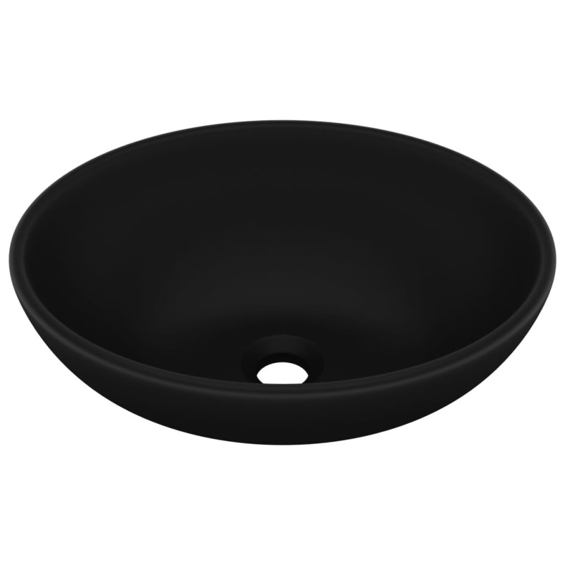 Produktbild för Lyxigt ovalt handfat matt svart 40x33 cm keramik