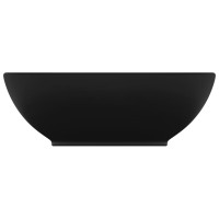 Miniatyr av produktbild för Lyxigt ovalt handfat matt svart 40x33 cm keramik