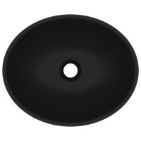 Miniatyr av produktbild för Lyxigt ovalt handfat matt svart 40x33 cm keramik