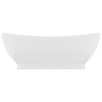 Miniatyr av produktbild för Ovalt handfat med bräddavlopp matt vit 58,5x39 cm keramik