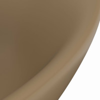 Produktbild för Ovalt handfat med bräddavlopp matt gräddvit 58,5x39 cm keramik