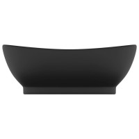 Produktbild för Ovalt handfat med bräddavlopp matt svart 58,5x39 cm keramik