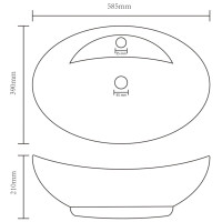 Produktbild för Ovalt handfat med bräddavlopp matt svart 58,5x39 cm keramik