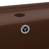 Miniatyr av produktbild för Fyrkantigt handfat bräddavlopp matt mörkbrun 41x41 cm keramik