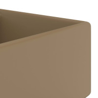 Produktbild för Fyrkantigt handfat bräddavlopp matt gräddvit 41x41 cm keramik