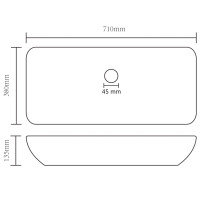 Produktbild för Lyxigt rektangulärt handfat matt mörkgrå 71x38 cm keramik