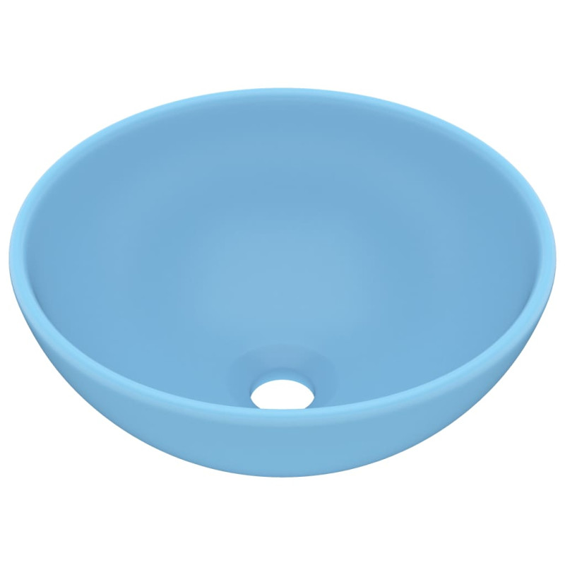 Produktbild för Lyxigt runt handfat matt ljusblå 32,5x14 cm keramik