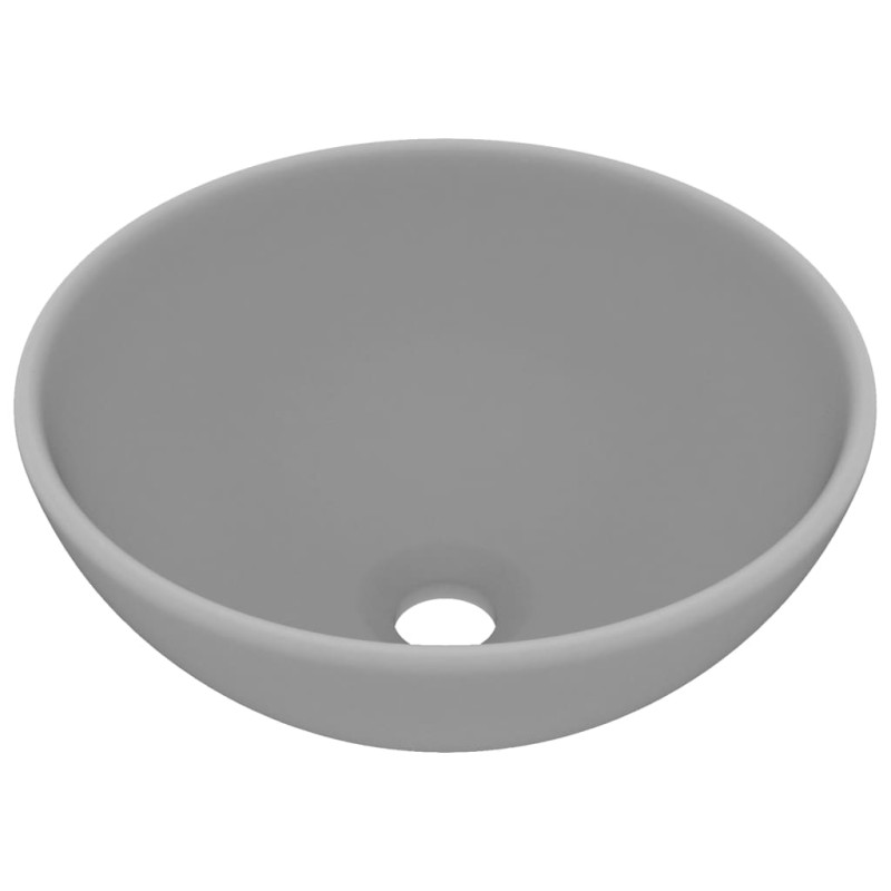 Produktbild för Lyxigt runt handfat matt ljusgrå 32,5x14 cm keramik