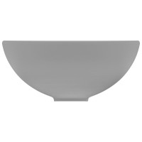 Miniatyr av produktbild för Lyxigt runt handfat matt ljusgrå 32,5x14 cm keramik