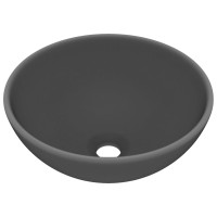 Produktbild för Lyxigt runt handfat matt mörkgrå 32,5x14 cm keramik