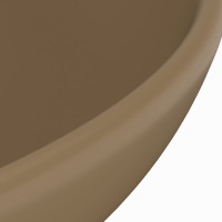 Produktbild för Lyxigt runt handfat matt gräddvit 32,5x14 cm keramik