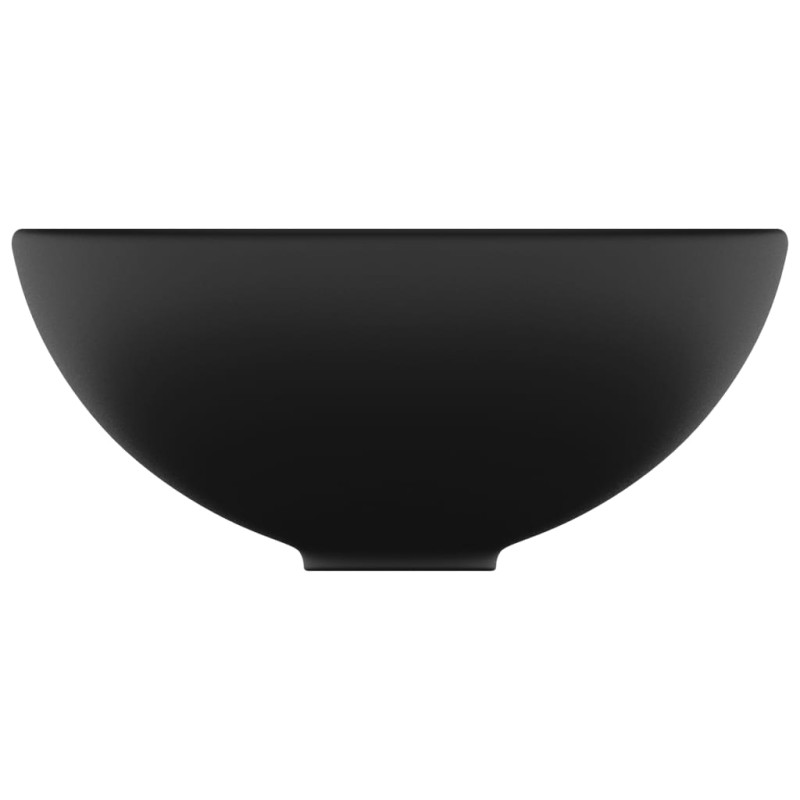 Produktbild för Lyxigt runt handfat matt svart 32,5x14 cm keramik