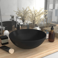 Produktbild för Handfat keramik matt svart rund