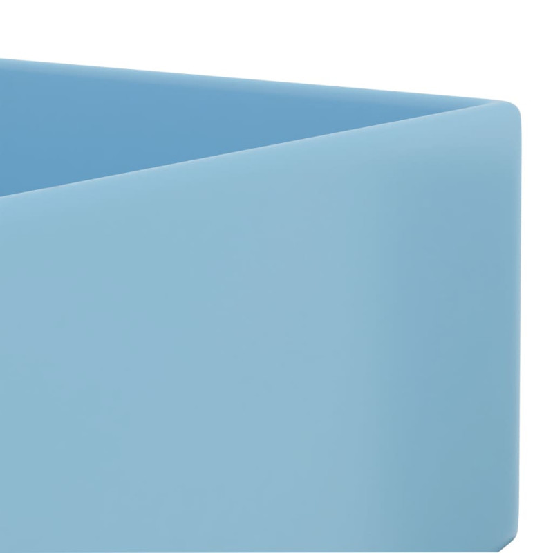 Produktbild för Handfat med bräddavlopp keramik ljusblå
