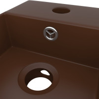 Miniatyr av produktbild för Handfat med bräddavlopp keramik mörkbrun