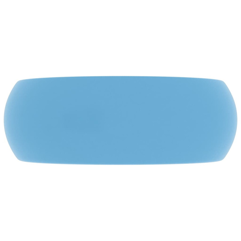 Produktbild för Lyxigt runt handfat matt ljusblå 40x15 cm keramik