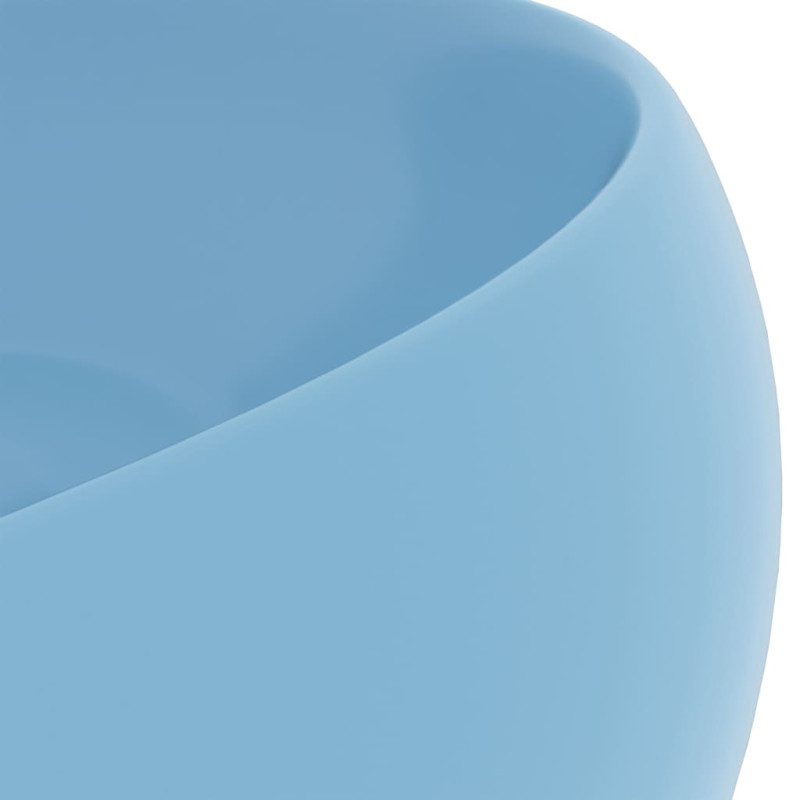 Produktbild för Lyxigt runt handfat matt ljusblå 40x15 cm keramik