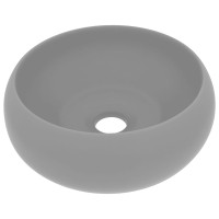 Miniatyr av produktbild för Lyxigt runt handfat matt ljusgrå 40x15 cm keramik