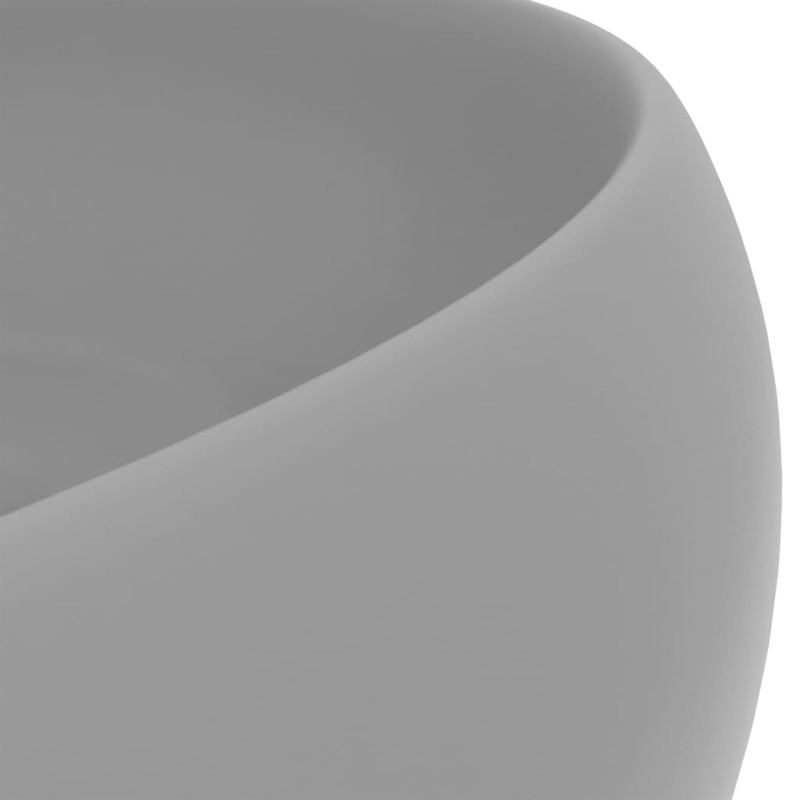 Produktbild för Lyxigt runt handfat matt ljusgrå 40x15 cm keramik