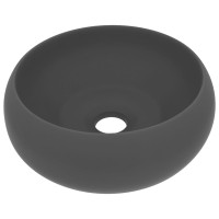 Miniatyr av produktbild för Lyxigt runt handfat matt mörkgrå 40x15 cm keramik