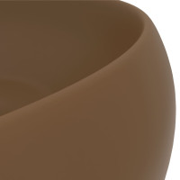 Produktbild för Lyxigt runt handfat matt gräddvit 40x15 cm keramik