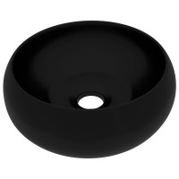 Produktbild för Lyxigt runt handfat matt svart 40x15 cm keramik