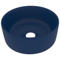 Produktbild för Lyxigt runt handfat matt mörkblå 40x15 cm keramik