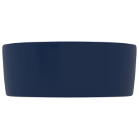 Produktbild för Lyxigt runt handfat matt mörkblå 40x15 cm keramik
