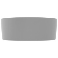 Produktbild för Lyxigt runt handfat matt ljusgrå 40x15 cm keramik
