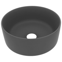 Produktbild för Lyxigt runt handfat matt mörkgrå 40x15 cm keramik