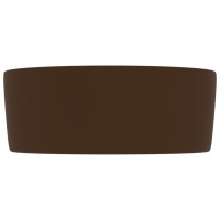 Miniatyr av produktbild för Lyxigt runt handfat matt mörkbrun 40x15 cm keramik