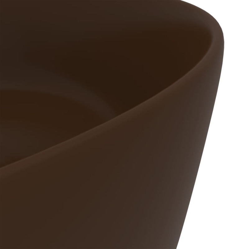 Produktbild för Lyxigt runt handfat matt mörkbrun 40x15 cm keramik