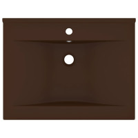 Produktbild för Lyxigt handfat med kranhål matt mörkbrun 60x46 cm keramik
