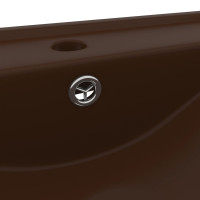 Produktbild för Lyxigt handfat med kranhål matt mörkbrun 60x46 cm keramik