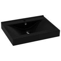 Produktbild för Lyxigt handfat med kranhål matt svart 60x46 cm keramik