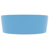 Produktbild för Handfat med bräddavlopp matt ljusblå 36x13 cm keramik