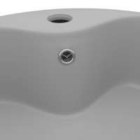 Produktbild för Handfat med bräddavlopp matt ljusgrå 36x13 cm keramik