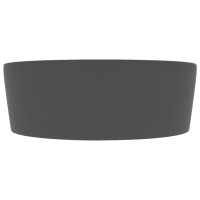 Produktbild för Handfat med bräddavlopp matt mörkgrå 36x13 cm keramik