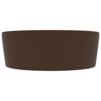 Miniatyr av produktbild för Handfat med bräddavlopp matt mörkbrun 36x13 cm keramik