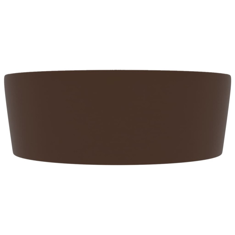 Produktbild för Handfat med bräddavlopp matt mörkbrun 36x13 cm keramik