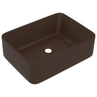 Produktbild för Lyxigt handfat matt mörkbrun 41x30x12 cm keramik