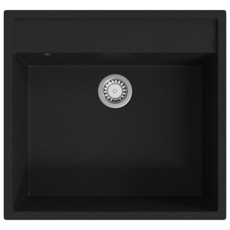 Produktbild för Diskho med bräddavlopp svart granit