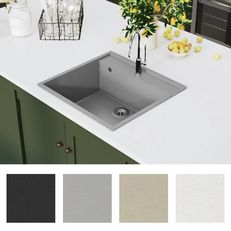 Produktbild för Diskho med bräddavlopp grå granit