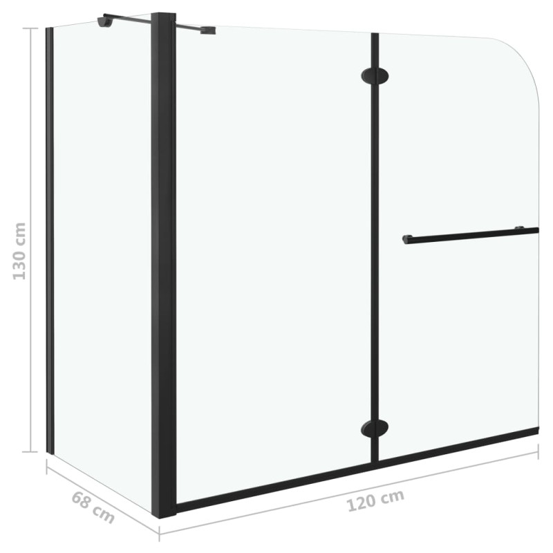 Produktbild för Duschvägg fällbar ESG 120x68x130 cm svart